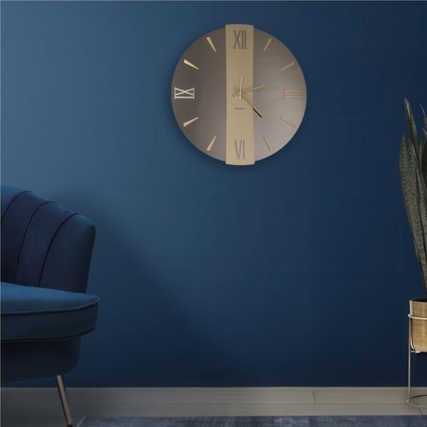 Orologio Da Muro 100 cm Struttura, � uno specchio DORATO VEGA XXL Diametro 100 cm lancette in metallo numeri colore ORO METALLIZZATO a rilievo , l'orologio specchio