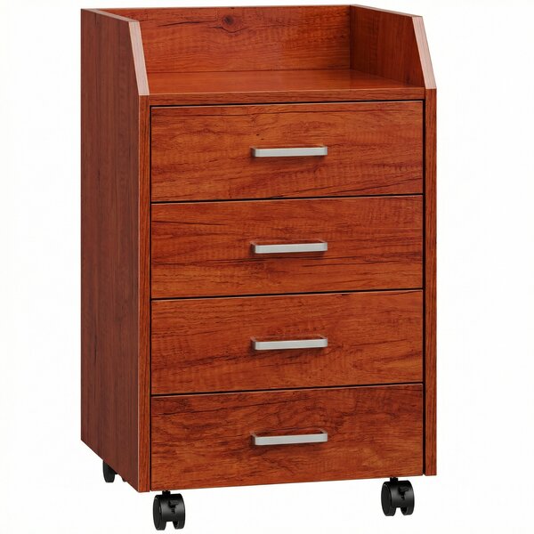 Vinsetto Cassettiera da Scrivania con Ruote Cassettiera da Ufficio con 4 Cassetti Archivio Mobile per Studio 40x36x65 cm Marrone | Aosom Italy