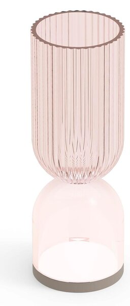Lampada da Tavolo Alba Lamp A Dimensioni 8x H 23 cm - ideale per aggiungere un tocco di luminosit� e bellezza floreale Colore Rosa Fum� trasparente