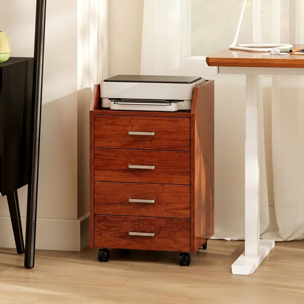 Vinsetto Cassettiera da Scrivania con Ruote Cassettiera da Ufficio con 4 Cassetti Archivio Mobile per Studio 40x36x65 cm Marrone | Aosom Italy