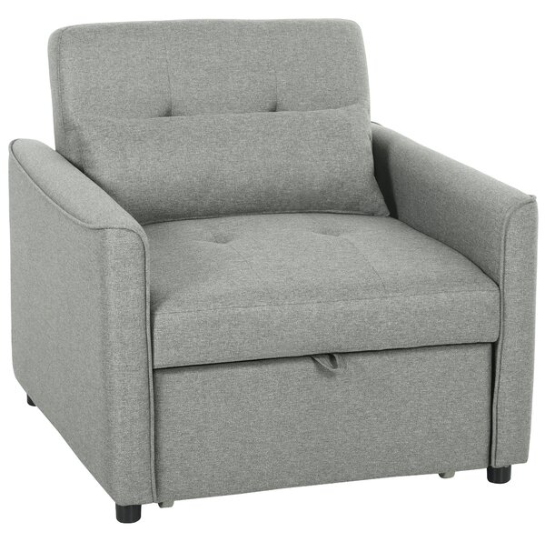 HOMCOM Poltrona letto 3-in-1, poltrona-letto estraibile con schienale regolabile, Grigio | Aosom Italy