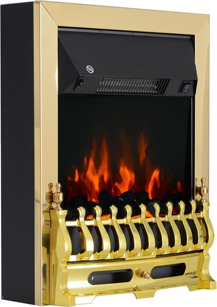 Caminetto elettrico Caminetto a stelo con effetto fiamma 1000/2000W 48,2 x 18,5 x 59,2 cm in oro per serate accoglienti
