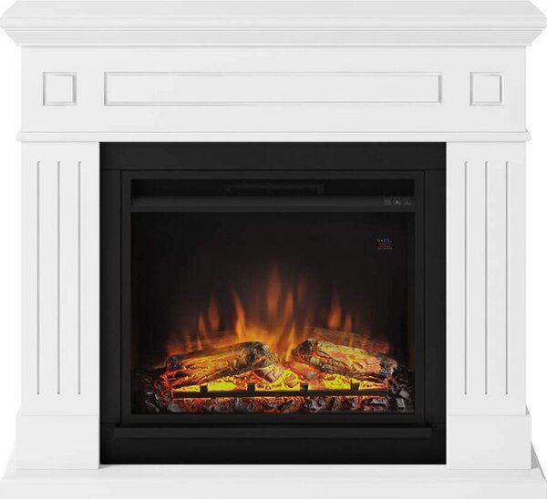 TAGU Larsen Camino elettrico con Powerflame da 23 pollici Camino elettrico, 1500 W, programmabile per 7 giorni, termostato digitale, telecomando Colore bianco