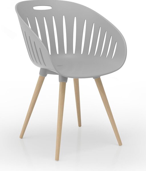 Set di 2 sedie da esterno, in plastica, colore grigio chiaro, modello standard