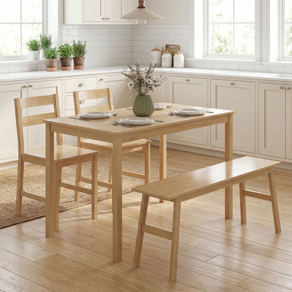 HOMCOM Set da pranzo in bambù, tavolo con 2 sedie e panca per 4 persone, legno naturale | Aosom Italy