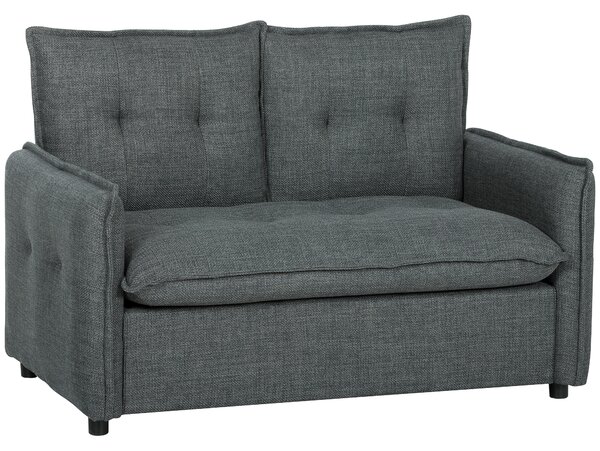HOMCOM Divano 2 posti, divano da salotto moderno 131 cm con seduta imbottita, cuscini con molle, tessuto in lino, grigio scuro | Aosom Italy
