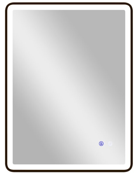 HOMCOM Specchio da bagno LED Antiappannamento Dimmerabile Specchio per trucco con illuminazione 80 x 60 cm Cornice nera | Aosom Italy