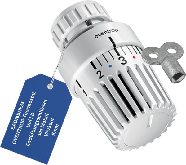 BADfabrik24 OVENTROP termostato Uni LD + chiave di spurgo in metallo, quadro 5mm 1 pezzo