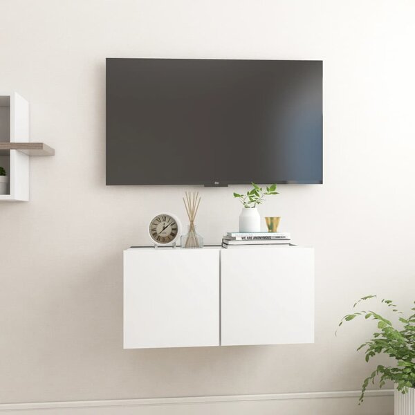 Mobile Tv Sospeso 180x32x30 Effetto Legno Rovere E Bianco Evolution - -  Senza marca/Generico 