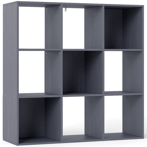 HOMCOM Libreria, scaffale contenitore a 3 livelli con 9 scomparti, per soggiorno, ufficio, camera, 91x29,5x91cm, grigio | Aosom Italy