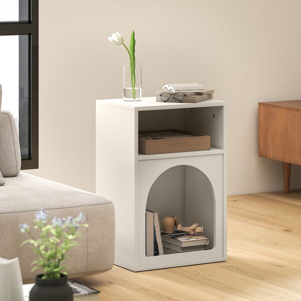 HOMCOM Set 2 comodini con scomparti aperti e design ad arco, 40x30x60 cm, Crema | Aosom Italy
