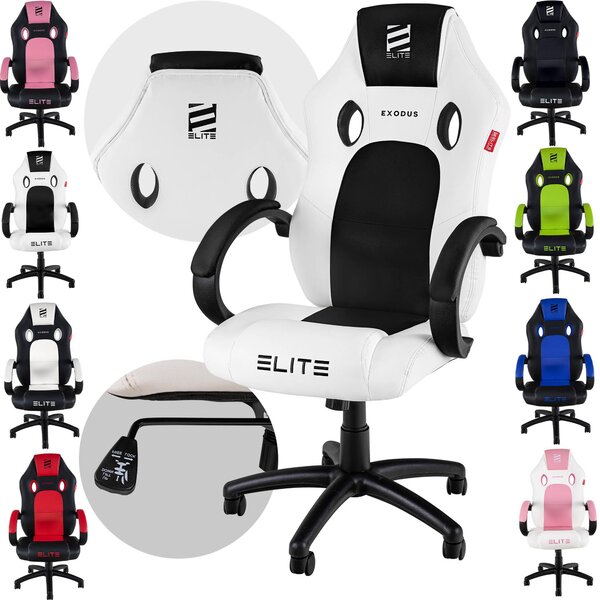 Elite Gaming Chair EXODUS | Sedia da ufficio ergonomica - Sedia da scrivania - PC Gamer Racing Chair - Poltrona da gioco - Sedia per computer - Portata fino a 150 kg