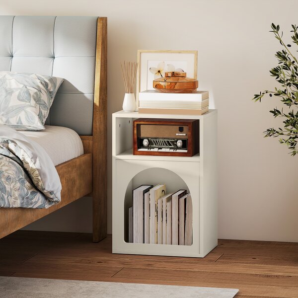 HOMCOM Comodino con scomparti aperti, design ad arco, 40 x 30 x 60 cm, crema | Aosom Italy