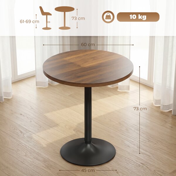 HOMCOM Tavolo da bar rotondo 60 cm, tavolo alto cucina con piedini antiscivolo, per cucina, soggiorno, noce | Aosom Italy