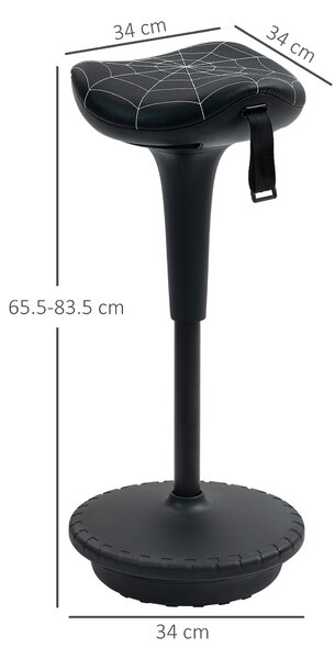 Vinsetto Sgabello da ufficio con funzione girevole, sgabello ergonomico, regolabile in altezza 65,5-83,5 cm inclinabile 120° Nero | Aosom Italy