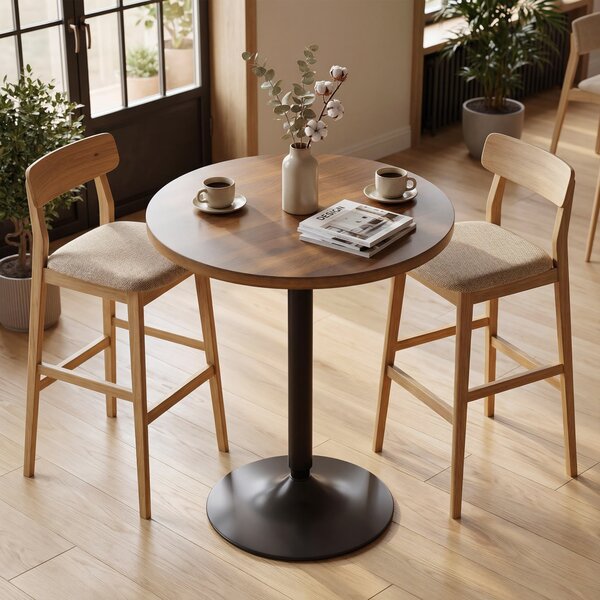 HOMCOM Tavolo da bar rotondo 60 cm, tavolo alto cucina con piedini antiscivolo, per cucina, soggiorno, noce | Aosom Italy