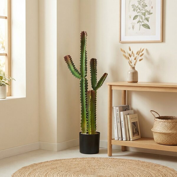 HOMCOM Pianta artificiale da interno 111 cm, albero artificiale cactus in vaso, per casa, ufficio, salotto, camera, verde | Aosom Italy