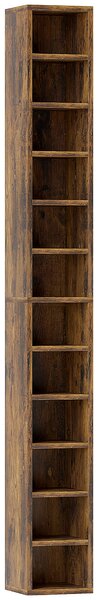 HOMCOM Porta CD e DVD con 12 scomparti, capacità max. 204 CD, 21 x 20 x 175 cm, marrone rustico | Aosom Italy