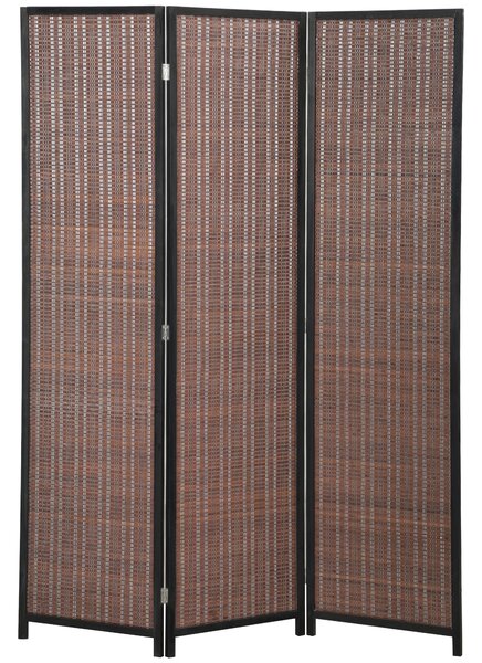 HOMCOM Paravento in legno separatore di ambienti divisorio pieghevole 3 pannelli 135 x 180 cm marrone | Aosom Italy