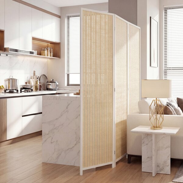 HOMCOM Paravento in legno separatore di stanza parete divisoria pieghevole 3 pannelli 135 x 180 cm bianco | Aosom Italy