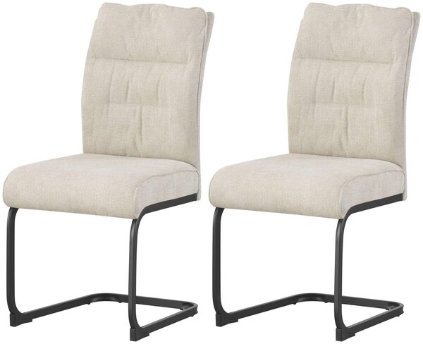 Xonox.home Set di 2 sedie Swing Frieda in ciniglia color crema (L/H/D): 47 x 94 x 61 cm
