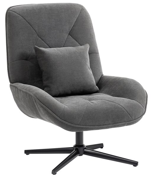 HOMCOM Poltrona d'accento girevole, poltrona imbottita in chenille con cuscino lombare, schienale alto, seduta profonda, grigio scuro | Aosom Italy