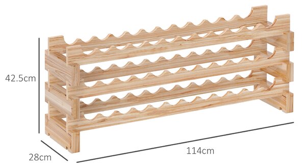 HOMCOM Portabottiglie per 36 bottiglie, scaffale per vino a 3 livelli modulabile, 114×28×42,5cm, legno naturale | Aosom Italy
