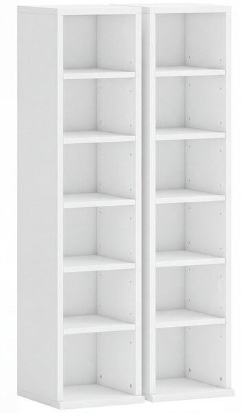 HOMCOM Set di 2 scaffali a colonna mobile porta CD-DVD 12 scomparti 21 x 22,5 x 88,5 cm capacità 204 CD bianco | Aosom Italy
