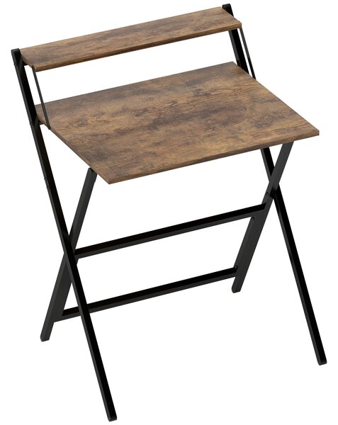 HOMCOM Scrivania pieghevole 65,5 x 45 cm con ripiano portaoggetti per camera, piccoli spazi, marrone rustico | Aosom Italy