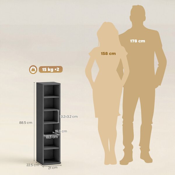 HOMCOM Set di 2 colonne-scaffali armadio porta CD-DVD 12 scomparti 21 x 22,5 x 88,5 cm capacità 204 CD nero | Aosom Italy