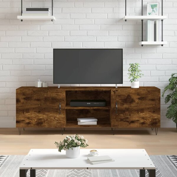 Mobile Porta TV Rovere Fumo 150x30x50 cm in Legno Multistrato