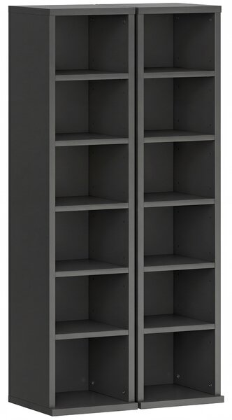 HOMCOM Set di 2 colonne-scaffali armadio porta CD-DVD 12 scomparti 21 x 22,5 x 88,5 cm capacità 204 CD nero | Aosom Italy