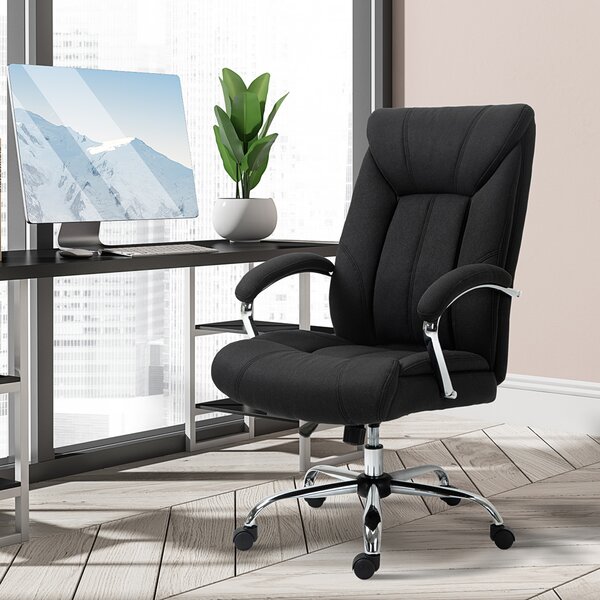 Vinsetto Poltrona da ufficio, sedia da ufficio ergonomica, altezza regolabile, schienale alto, funzione d'inclinazione, 65x78x118cm, nero | Aosom Italy