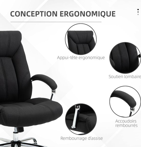 Vinsetto Poltrona da ufficio, sedia da ufficio ergonomica, altezza regolabile, schienale alto, funzione d'inclinazione, 65x78x118cm, nero | Aosom Italy