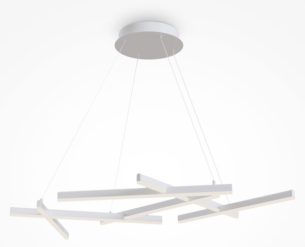 Lampadario A Sospensione Moderno Line Alluminio Bianco 6 Luci Led 79W