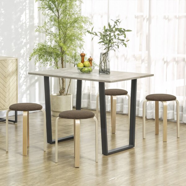 HOMCOM Sgabelli imbottiti set da 4, impilabili, finitura verniciata, gambe in legno, Marrone | Aosom Italy