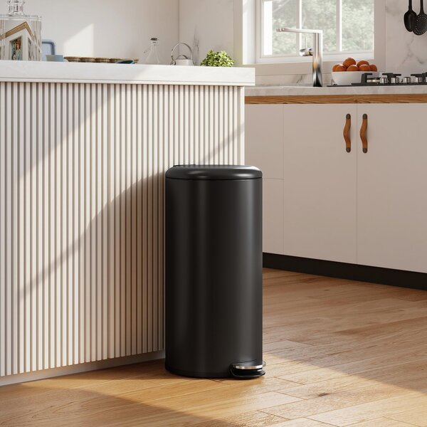 HOMCOM Pattumiera 30 L a Pedale con Coperchio, Secchio Interno, Chiusura Ammortizzata 36 x 30 x 63,5 cm, Nero | Aosom Italy