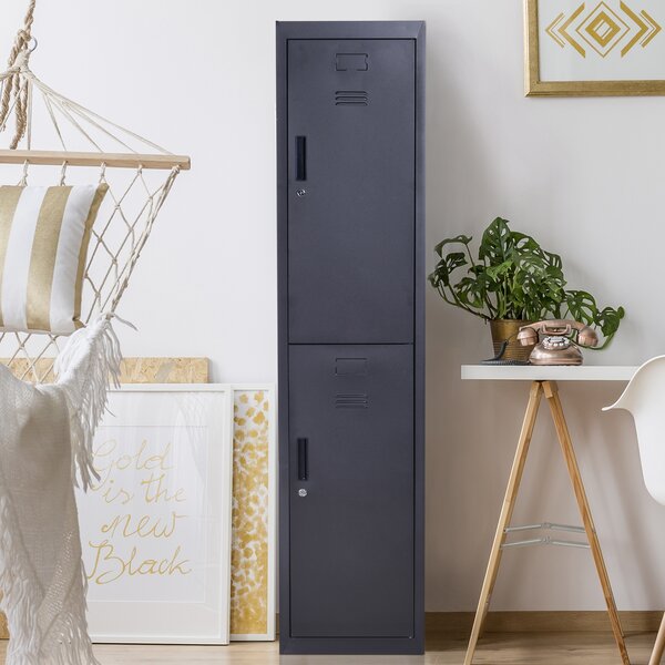 Vinsetto Armadio a casellari a 4 livelli, armadietto metallico con 2 porte chiudibili con 2 chiavi, 38x46x180cm, nero | Aosom Italy