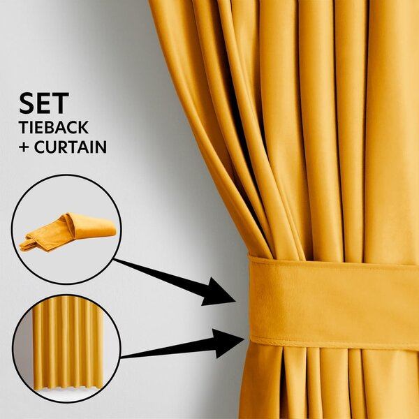 Tenda parzialmente oscurante gialla in velluto 140x245 cm Pleat – Restilo