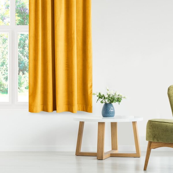 Tenda parzialmente oscurante gialla in velluto 140x245 cm Eyelets – Restilo