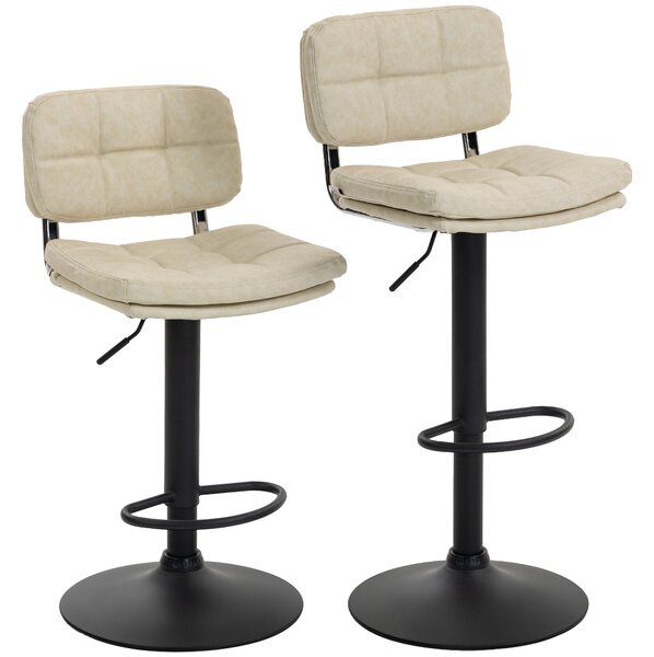 HOMCOM Set da 2 sgabelli da bar Vintage capitonné - girevoli, regolabili - poggiapiedi - rivestimento sintetico crema | Aosom Italy