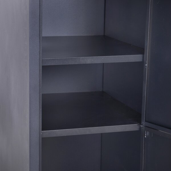 Vinsetto Armadio a casellari a 4 livelli, armadietto metallico con 2 porte chiudibili con 2 chiavi, 38x46x180cm, nero | Aosom Italy