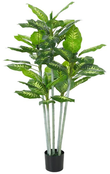 HOMCOM Pianta artificiale Calathea altezza 150 cm vaso in cemento 53 foglie - interno | Aosom Italy