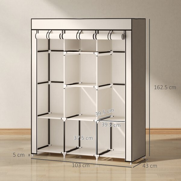 HOMCOM Armadio appendiabiti multi-scomparto - 8 ripiani, 2 barre - non tessuto crema | Aosom Italy