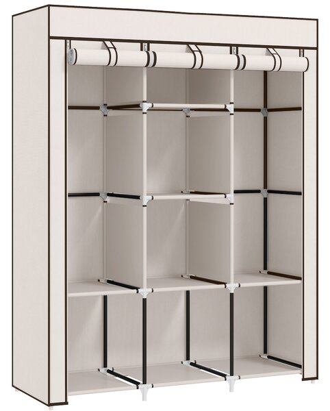HOMCOM Armadio appendiabiti multi-scomparto - 8 ripiani, 2 barre - non tessuto crema | Aosom Italy