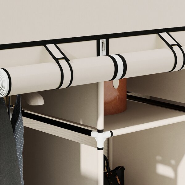 HOMCOM Armadio appendiabiti multi-scomparto - 8 ripiani, 2 barre - non tessuto crema | Aosom Italy