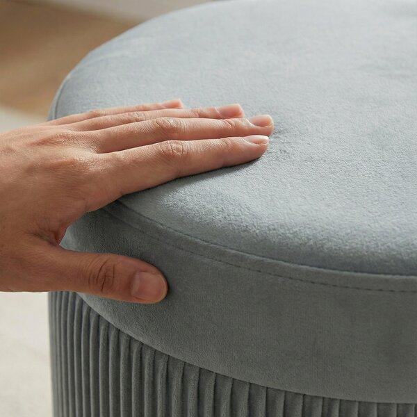 HOMCOM Pouf Contenitore Panca Contenitore Pieghevole 35 L 38x38x38 cm Rivestimento in Velluto Baule di Stoccaggio Grigio Scuro | Aosom Italy