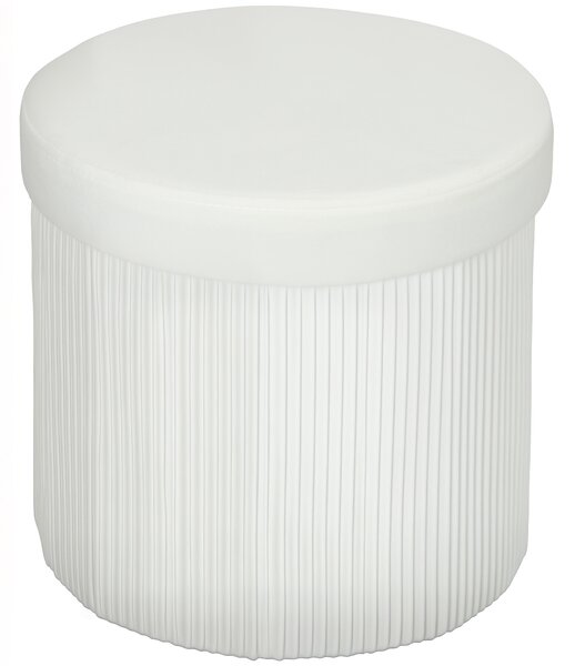 HOMCOM Pouf Contenitore Panca Contenitore Pieghevole 35 L 38x38x38 cm Rivestito in Velluto Baule Contenitore Rotondo Crema | Aosom Italy