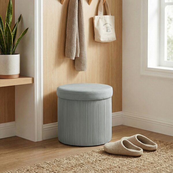 HOMCOM Pouf Contenitore Panca Contenitore Pieghevole 35 L 38x38x38 cm Rivestimento in Velluto Baule di Stoccaggio Grigio Scuro | Aosom Italy