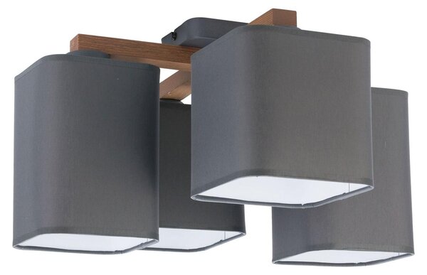 Plafoniera E27 grigio tessuto naturale Lampada da soffitto soggiorno
